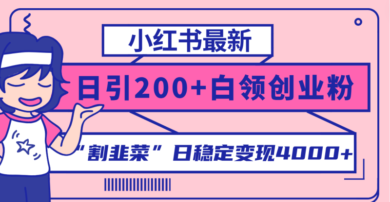 小红书最新日引200+创业粉”割韭菜“日稳定变现4000+实操教程!网赚项目-副业赚钱-互联网创业-资源整合百读客