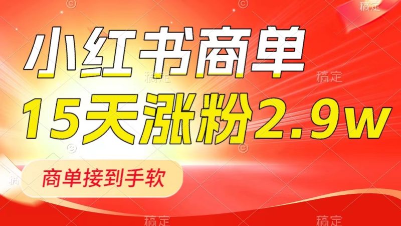 小红书商单最新玩法，新号15天2.9w粉，商单接到手软，1分钟一篇笔记网赚项目-副业赚钱-互联网创业-资源整合百读客