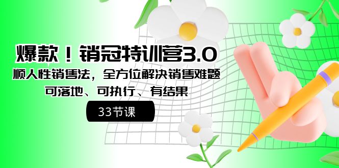 爆款！销冠特训营3.0之顺人性销售法，全方位解决销售难题、可落地、可执…网赚项目-副业赚钱-互联网创业-资源整合百读客