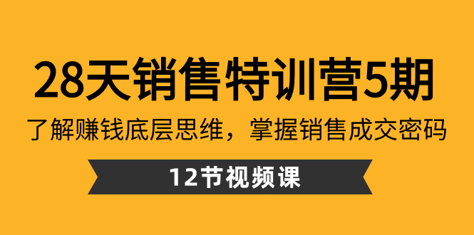28天·销售特训营5期：了解赚钱底层思维，掌握销售成交密码（12节课）网赚项目-副业赚钱-互联网创业-资源整合百读客