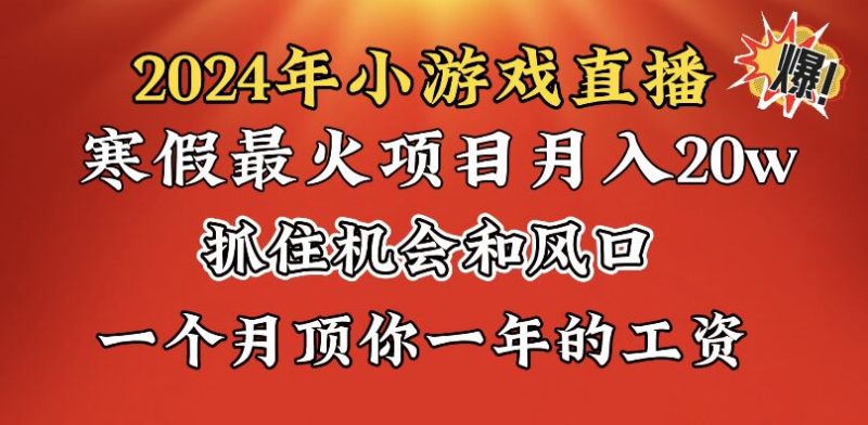 2024年寒假爆火项目，小游戏直播月入20w+，学会了之后你将翻身网赚项目-副业赚钱-互联网创业-资源整合百读客