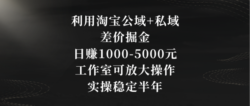 利用淘宝公域+私域差价掘金，日赚1000-5000元，工作室可放大操作，实操…网赚项目-副业赚钱-互联网创业-资源整合百读客