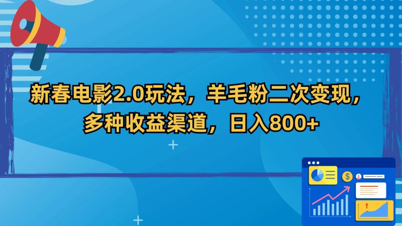 新春电影2.0玩法，羊毛粉二次变现，多种收益渠道，日入800+网赚项目-副业赚钱-互联网创业-资源整合百读客