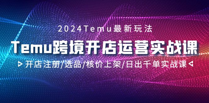 2024Temu跨境开店运营实战课,开店注册/选品/核价上架/日出千单实战课网赚项目-副业赚钱-互联网创业-资源整合百读客