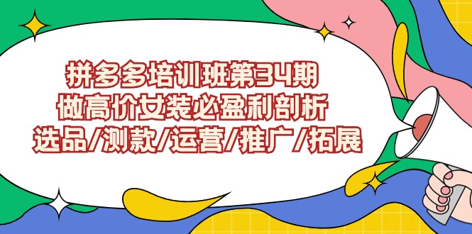 拼多多培训班第34期：做高价女装必盈利剖析  选品/测款/运营/推广/拓展网赚项目-副业赚钱-互联网创业-资源整合百读客