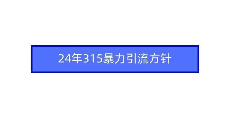 2024年315暴力引流方针网赚项目-副业赚钱-互联网创业-资源整合百读客