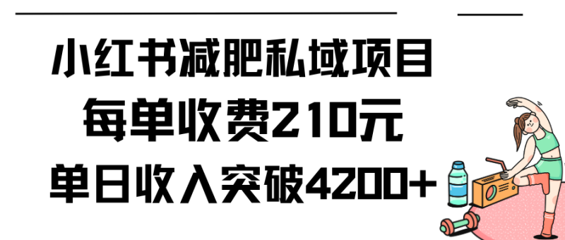 小红书减肥私域项目每单收费210元单日成交20单,最高日入4200+网赚项目-副业赚钱-互联网创业-资源整合百读客