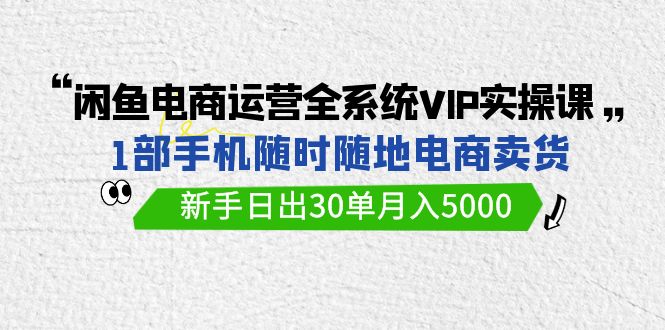 闲鱼电商运营全系统VIP实战课，1部手机随时随地卖货，新手日出30单月入5000网赚项目-副业赚钱-互联网创业-资源整合百读客