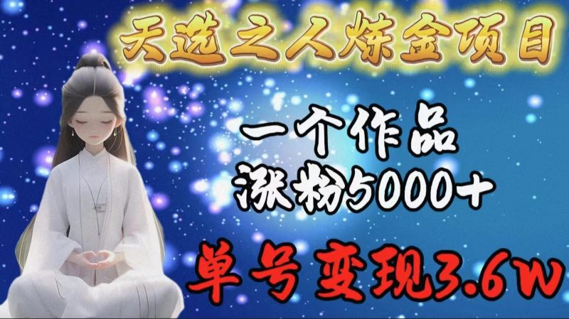 天选之人炼金项目,一个作品涨粉5000+,单号变现3.6w网赚项目-副业赚钱-互联网创业-资源整合百读客