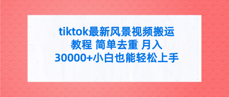 tiktok最新风景视频搬运教程 简单去重 月入30000+附全套工具网赚项目-副业赚钱-互联网创业-资源整合百读客
