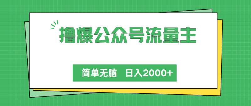 撸爆公众号流量主，简单无脑，单日变现2000+网赚项目-副业赚钱-互联网创业-资源整合百读客