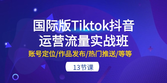 国际版Tiktok抖音运营流量实战班：账号定位/作品发布/热门推送/等等-13节网赚项目-副业赚钱-互联网创业-资源整合百读客