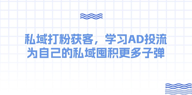 某收费课:私域打粉获客,学习AD投流,为自己的私域囤积更多子弹网赚项目-副业赚钱-互联网创业-资源整合百读客