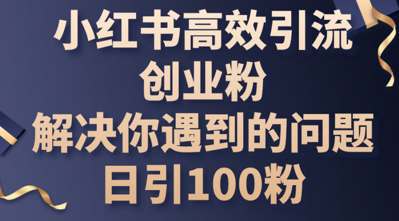 小红书高效引流创业粉,解决你遇到的问题,日引100粉网赚项目-副业赚钱-互联网创业-资源整合百读客