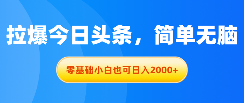 拉爆今日头条,简单无脑,零基础小白也可日入2000+网赚项目-副业赚钱-互联网创业-资源整合百读客