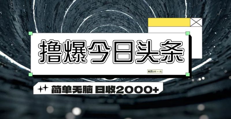 撸爆今日头条 简单无脑操作 日收2000+网赚项目-副业赚钱-互联网创业-资源整合百读客