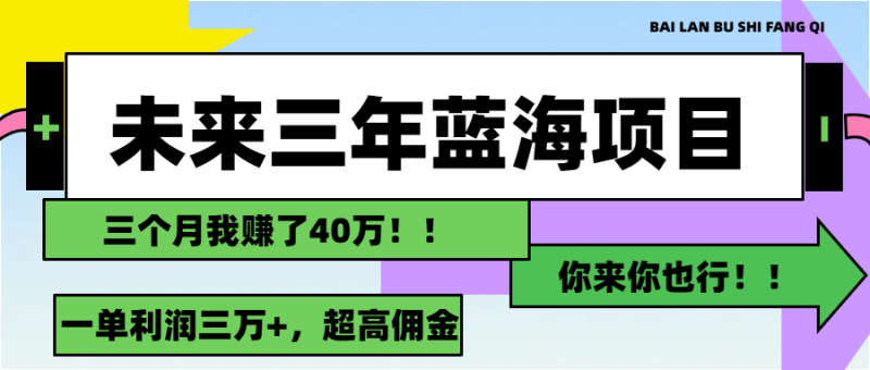 未来三年，蓝海赛道，月入3万+网赚项目-副业赚钱-互联网创业-资源整合百读客