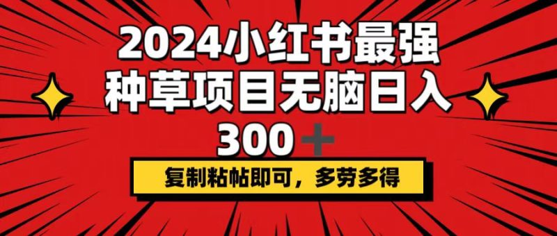 2024小红书最强种草项目，无脑日入300+，复制粘帖即可，多劳多得网赚项目-副业赚钱-互联网创业-资源整合百读客