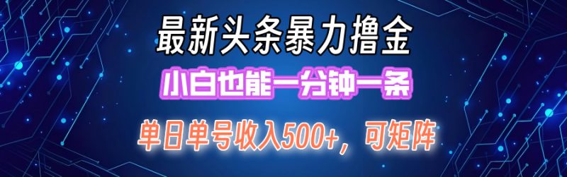 最新暴力头条掘金日入500+，矩阵操作日入2000+ ，小白也能轻松上手！网赚项目-副业赚钱-互联网创业-资源整合百读客