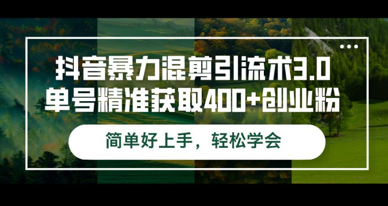 抖音暴力混剪引流术3.0单号精准获取400+创业粉简单好上手,轻松学会网赚项目-副业赚钱-互联网创业-资源整合百读客