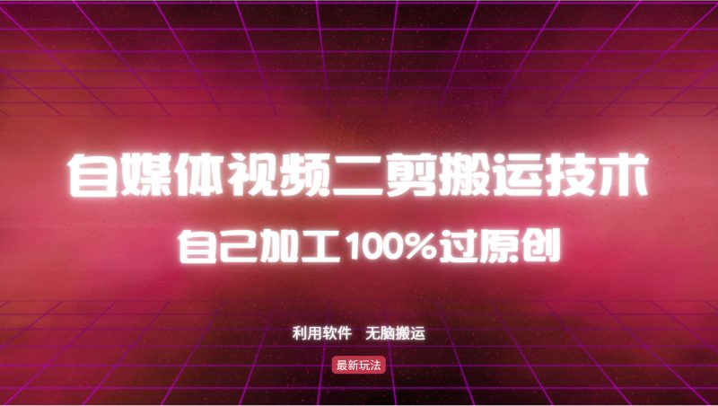 详细教你自媒体视频二剪搬运技术,自己加工100%过原创,无脑搬运网赚项目-副业赚钱-互联网创业-资源整合百读客