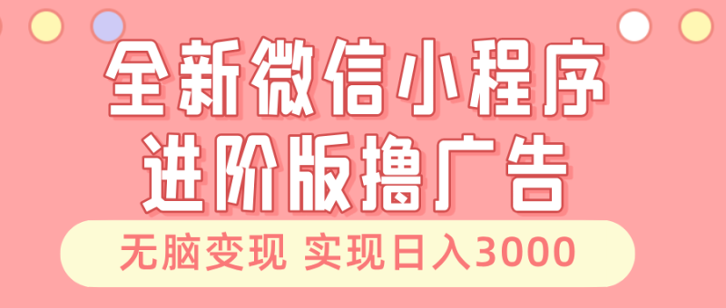 全新微信小程序进阶版撸广告 无脑变现睡后也有收入 日入3000+网赚项目-副业赚钱-互联网创业-资源整合百读客