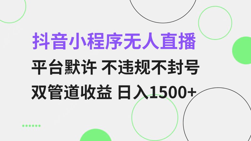 抖音小程序无人直播 平台默许 不违规不封号 双管道收益 日入1500+ 小白…网赚项目-副业赚钱-互联网创业-资源整合百读客