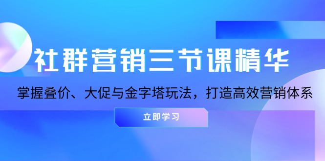 社群营销三节课精华：掌握叠价、大促与金字塔玩法，打造高效营销体系网赚项目-副业赚钱-互联网创业-资源整合百读客