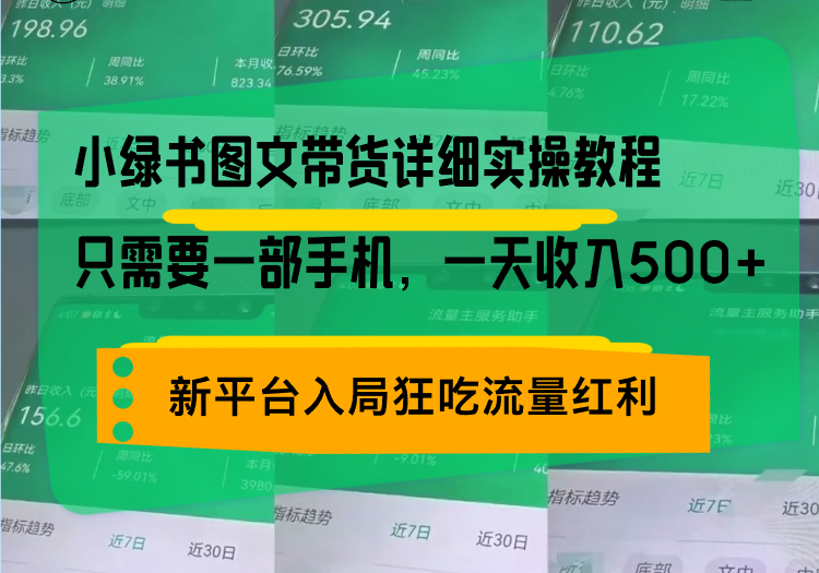 小绿书图文带货详细实操教程,只需要一部手机,一天收入500+,轻松变现网赚项目-副业赚钱-互联网创业-资源整合百读客