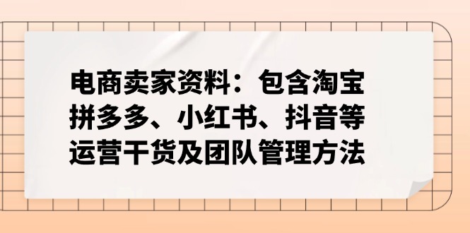 电商卖家资料：包含淘宝、拼多多、小红书、抖音等运营干货及团队管理方法网赚项目-副业赚钱-互联网创业-资源整合百读客