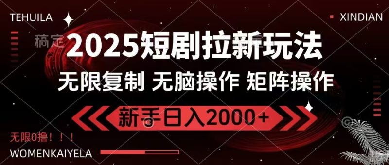 2025短剧拉新玩法，无需注册登录，无限0撸，无脑批量操作日入2000+网赚项目-副业赚钱-互联网创业-资源整合百读客