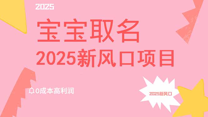 2025新风口项目宝宝取名，0成本高利润，附保姆级教程，月入过万不是梦网赚项目-副业赚钱-互联网创业-资源整合百读客