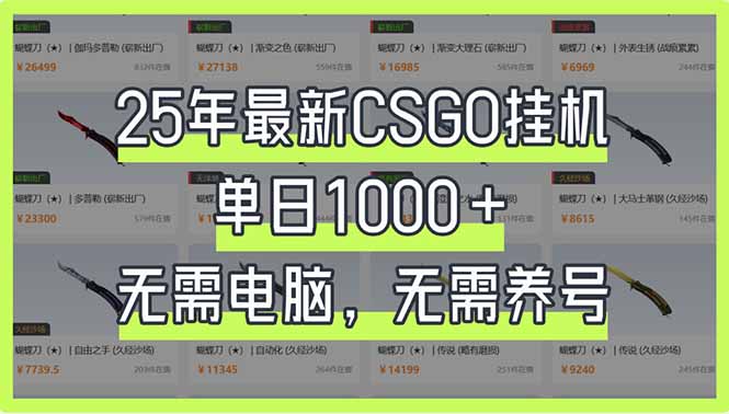 25年最新CSGO挂机系统，单日1000+，无需电脑，无需养号，0基础可上手网赚项目-副业赚钱-互联网创业-资源整合百读客