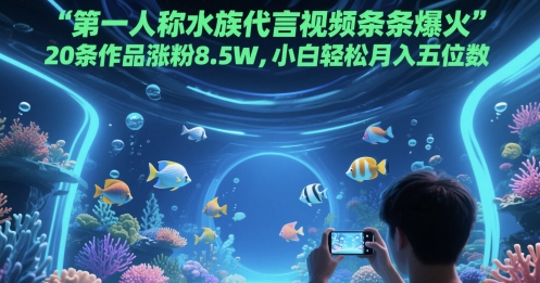 第一人称水族代言视频条条爆火,20条作品涨粉8.5W,小白轻松月入五位数网赚项目-副业赚钱-互联网创业-资源整合百读客