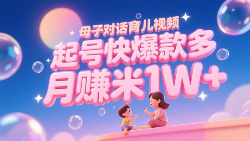 AI生成母子对话育儿类视频，起号快爆款多，小白宝妈轻松学，多渠道变现，月赚米1W+网赚项目-副业赚钱-互联网创业-资源整合百读客