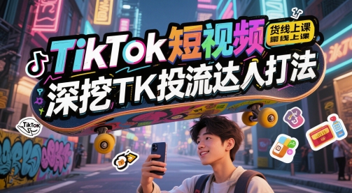 TikTok短视频带货线上课，深挖TK投流达人打法网赚项目-副业赚钱-互联网创业-资源整合百读客