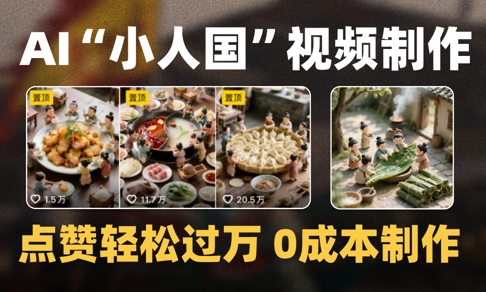 爆款1000W+播放微缩景观迷你小人国AI视频0成本制作全流程教学网赚项目-副业赚钱-互联网创业-资源整合百读客