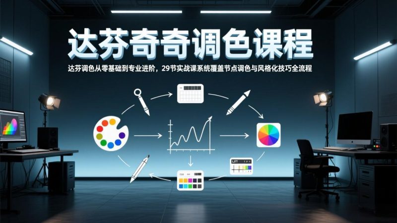 达芬奇调色从零基础到专业进阶,29节实战课系统覆盖节点调色与风格化技巧全流程网赚项目-副业赚钱-互联网创业-资源整合百读客