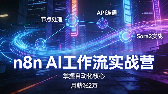 n8n AI工作流实战营,节点处理+API连通+Sora2实战,掌握自动化核心月薪涨2万网赚项目-副业赚钱-互联网创业-资源整合百读客