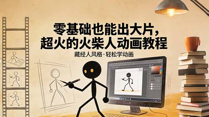 零基础也能出大片，超火的火柴人动画教程（藏经人风格）网赚项目-副业赚钱-互联网创业-资源整合百读客