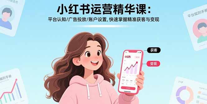 小红书运营精华课-更新:平台认知/广告投放/账户设置,快速掌握精准获客与变现网赚项目-副业赚钱-互联网创业-资源整合百读客