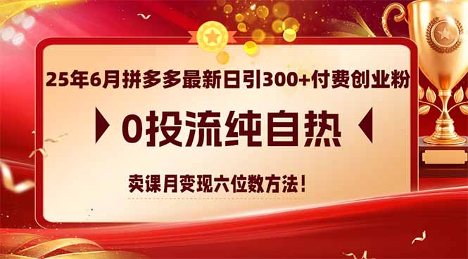 25年6月拼多多最新日引300+付费创业粉,0投流纯自热 卖课月变现六位数方法网赚项目-副业赚钱-互联网创业-资源整合百读客