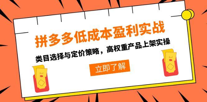拼多多低成本盈利实战，类目选择与定价策略，高权重产品上架实操网赚项目-副业赚钱-互联网创业-资源整合百读客