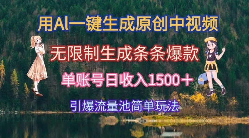 用Al一键生成原创中视频，无限制生成条条爆款，单账号日收入1500＋引爆…网赚项目-副业赚钱-互联网创业-资源整合百读客
