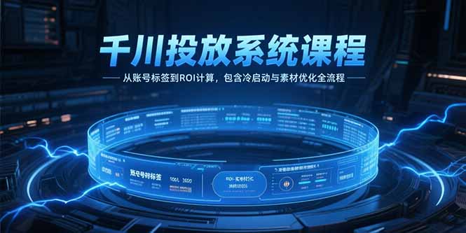 千川投放系统课程，从账号标签到ROI计算，包含冷启动与素材优化全流程网赚项目-副业赚钱-互联网创业-资源整合百读客