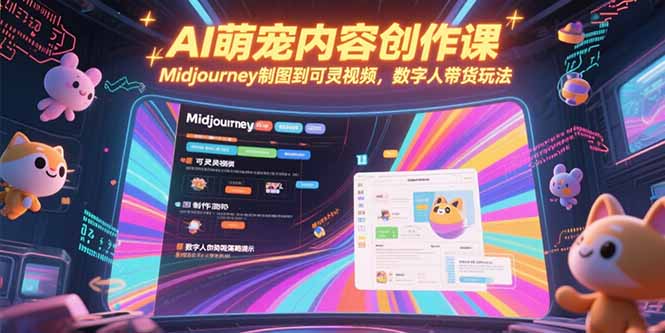 AI萌宠内容创作课，Midjourney制图到可灵视频，数字人带货玩法网赚项目-副业赚钱-互联网创业-资源整合百读客