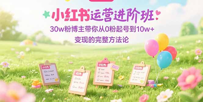 小红书运营进阶班：30w粉博主带你从0粉起号到10w+变现的完整方法论网赚项目-副业赚钱-互联网创业-资源整合百读客
