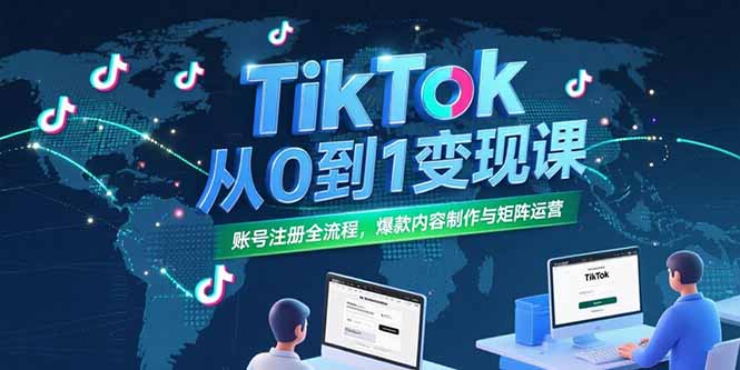 TikTok从0到1变现课，账号注册全流程，爆款内容制作与矩阵运营网赚项目-副业赚钱-互联网创业-资源整合百读客