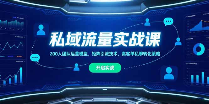 私域流量实战课,200人团队运营模型,矩阵引流技术,高客单私聊转化策略网赚项目-副业赚钱-互联网创业-资源整合百读客