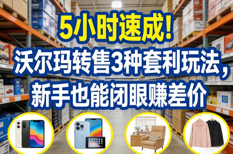 5小时速成！沃尔玛转售3种套利玩法，新手也能闭眼賺差价网赚项目-副业赚钱-互联网创业-资源整合百读客